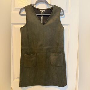 Max Studio Faux Suede Mini Shift Dress Olive Green Size Medium NWT